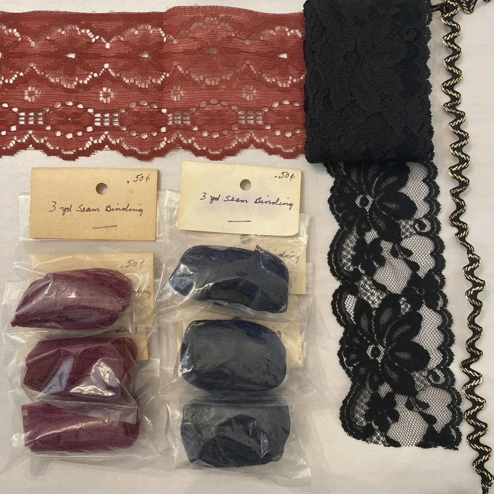 Romantic Gothic‎ Core Fabric Lace Trim Edge Edging Finishing Burgundy Navy Gold